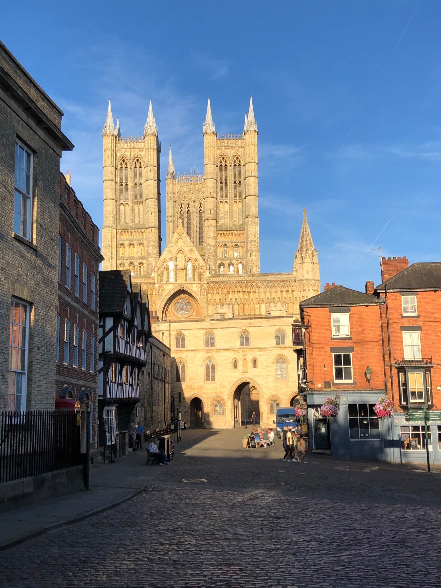 Lincoln Cathedral from the street in daylight